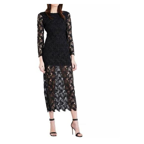 Maje Dresses & Skirts - Maje Dress Size M E17 Rosane Guipure Lace & Crepe Maxi Open Back Evening Formal